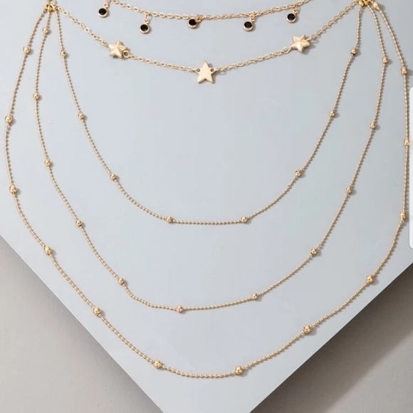 *Ramona* Stars and Beads Layered Necklace - Picture 2 of 3